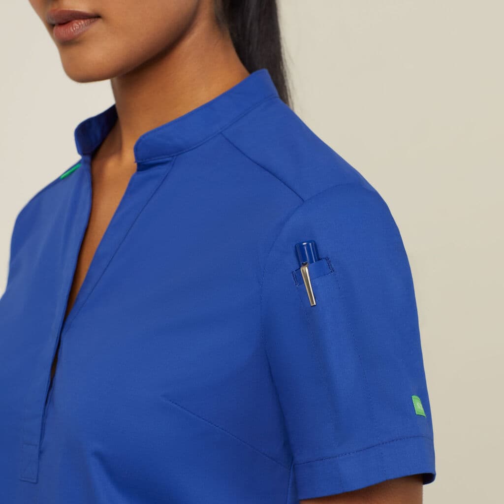 NNT Next-Gen Antibacterial Active Blackburn Mandarin Collar Scrub Top CATUMM (Cobalt)_4