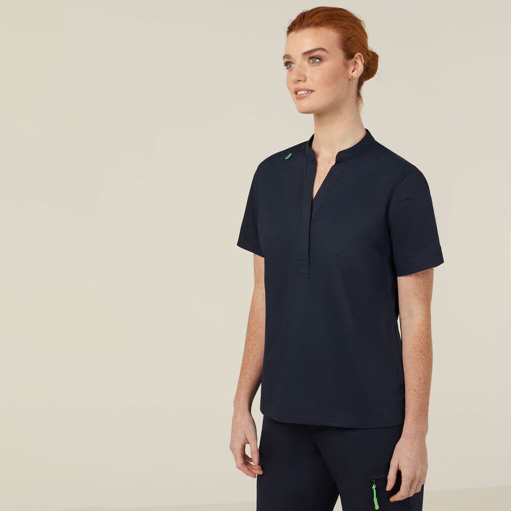 NNT Next-Gen Antibacterial Active Blackburn Mandarin Collar Scrub Top CATUMM (Midnight)_1