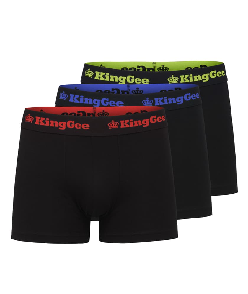 KingGee Mens Cotton Trunk 3 Pack (Black)