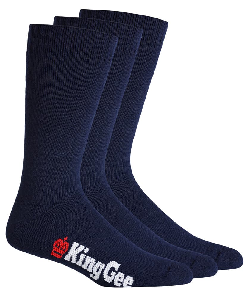 KingGee Mens 3 Pack Bamboo Work Socks (Navy)