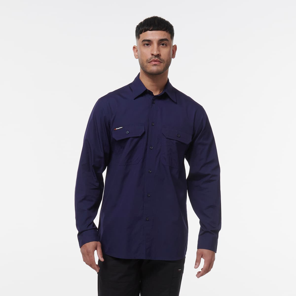 KingGee Mens Workcool Vented Shirt Long Sleeve (Navy)