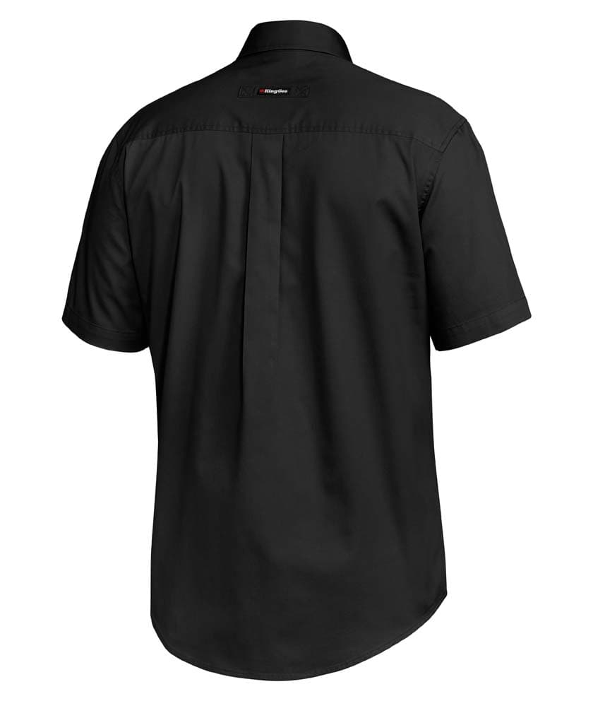 KingGee Mens Tradies Slim Shirt Short Sleeve (Black)_1