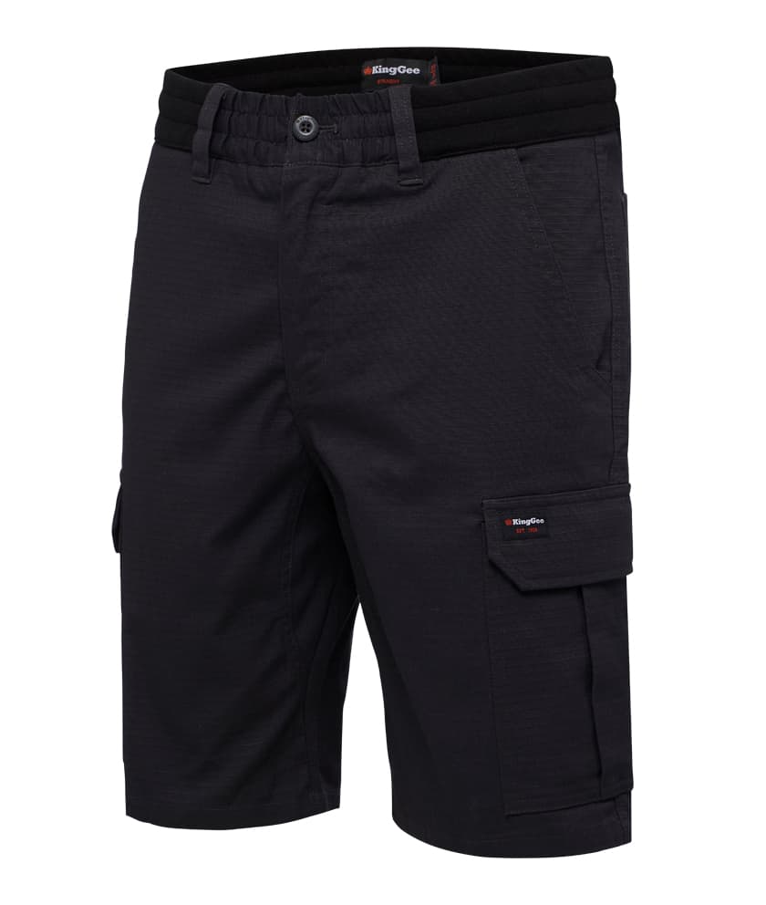 KingGee Mens Rib Comfort Waist Short (Black)