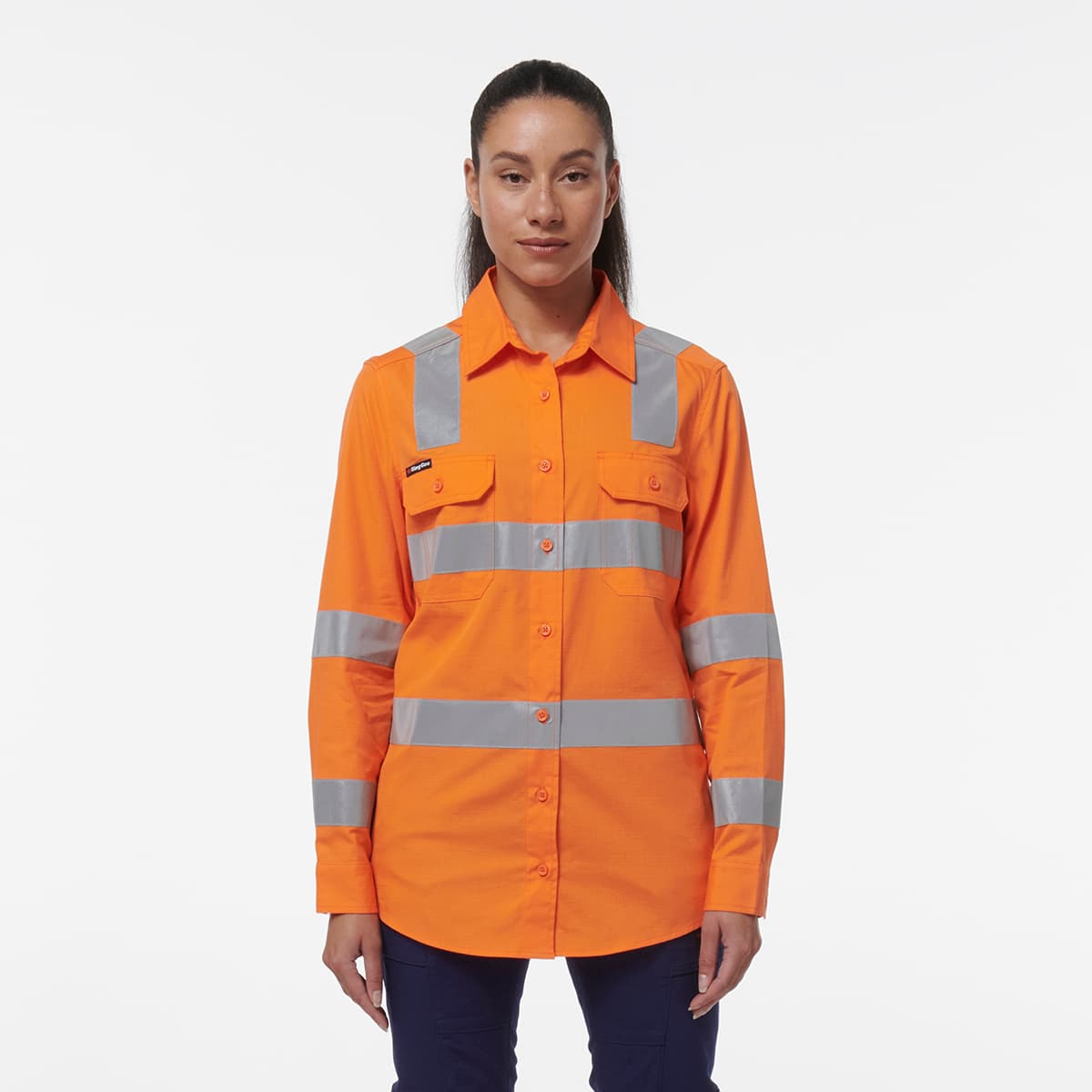 KingGee Women’s Workcool Vented Vic Rail Shirt (Orange)