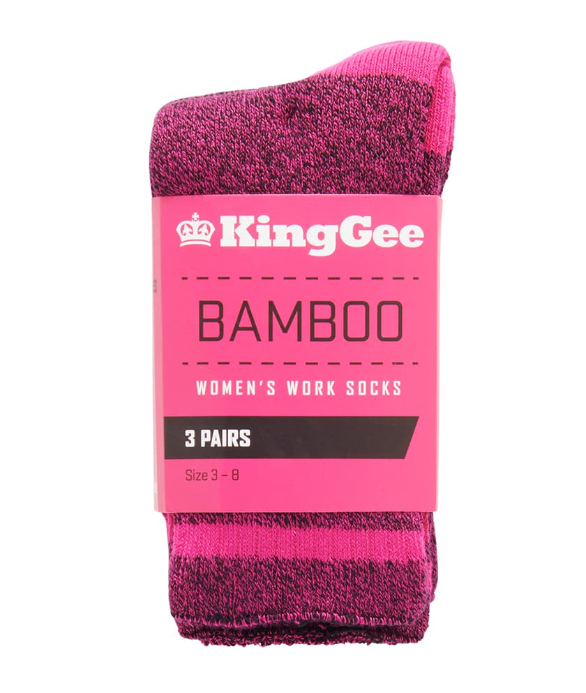 KingGee Womens 3 Pack Bamboo Socks (Pink/Marle)