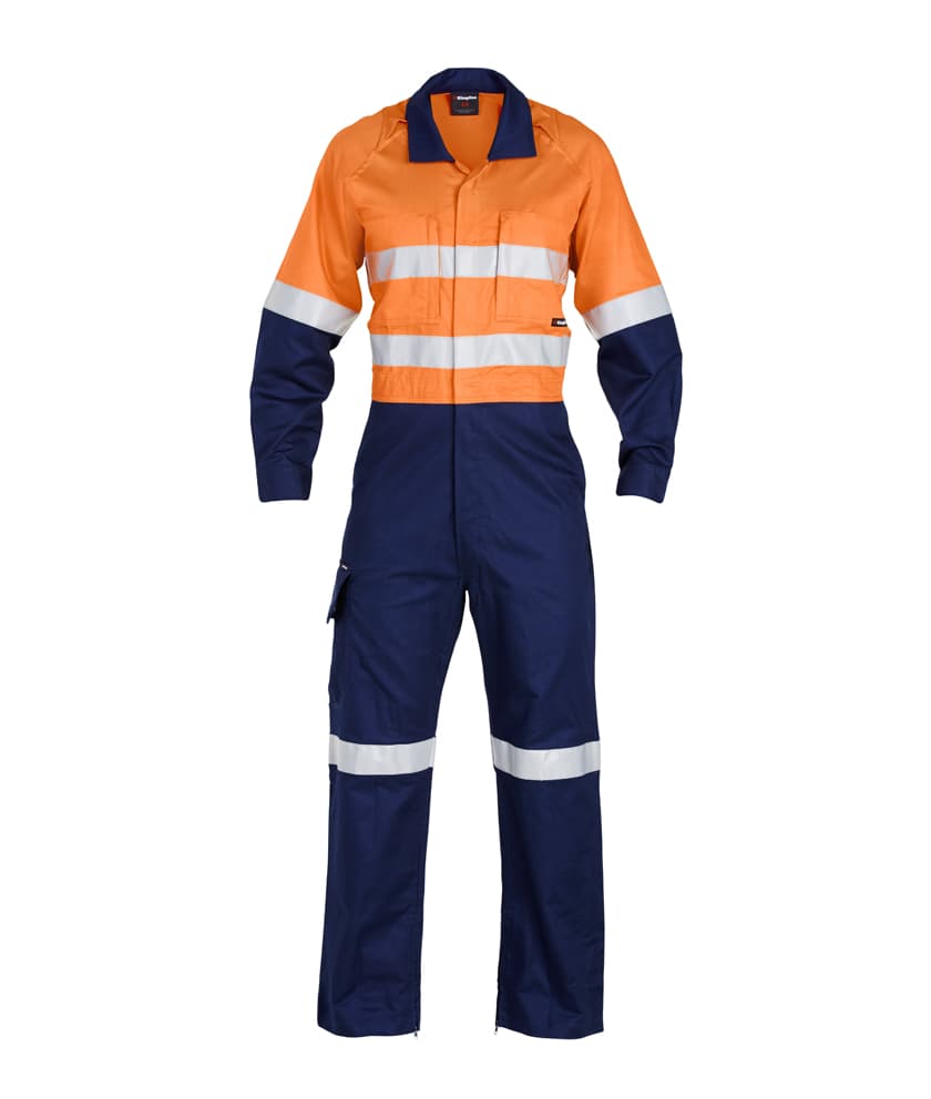 KingGee Mens Workcool2 Reflective Spliced Overall (Orange/Navy)