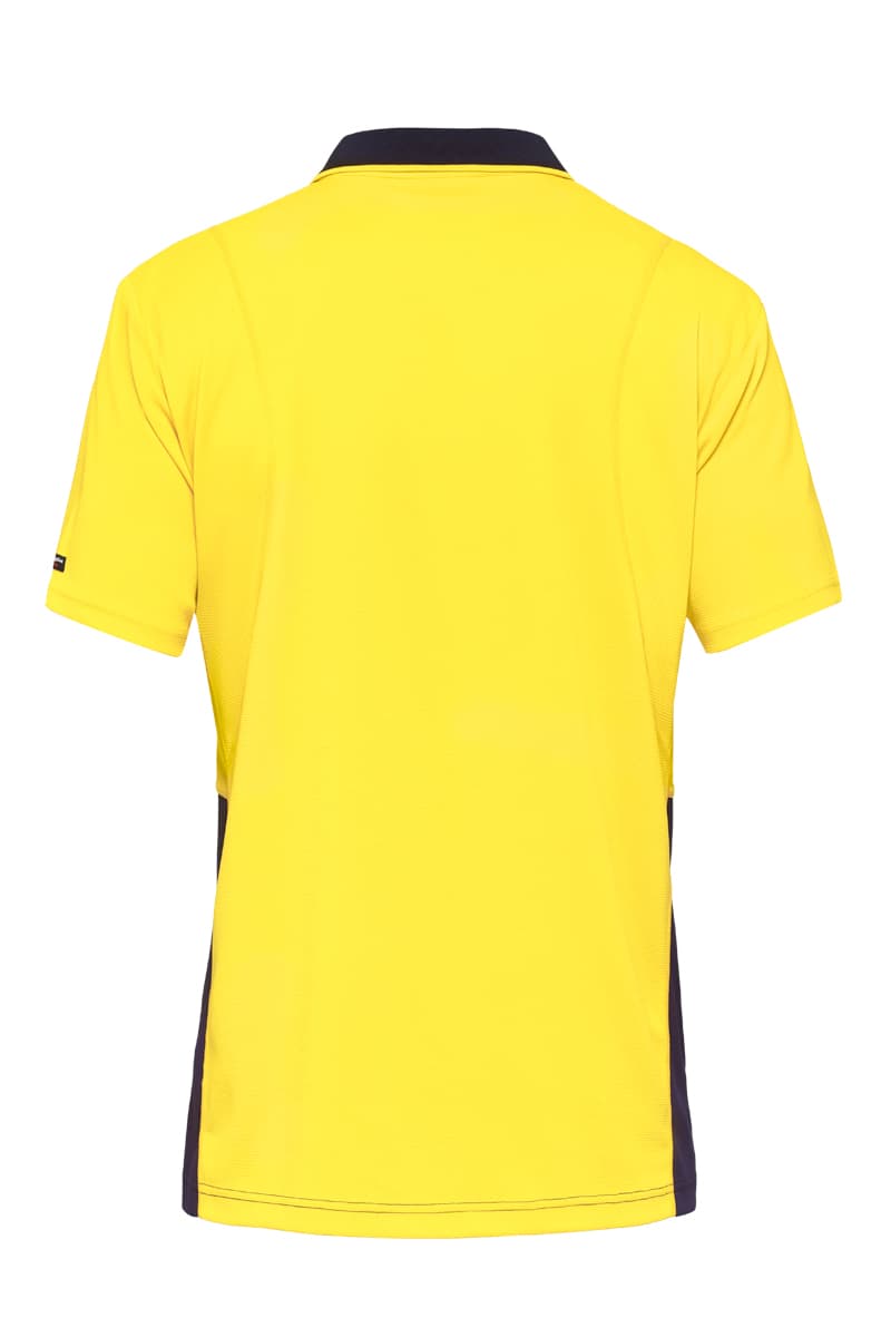 KingGee Mens Workcool Hyperfreeze Spliced Polo Short Sleeve (Yellow/Navy)_1