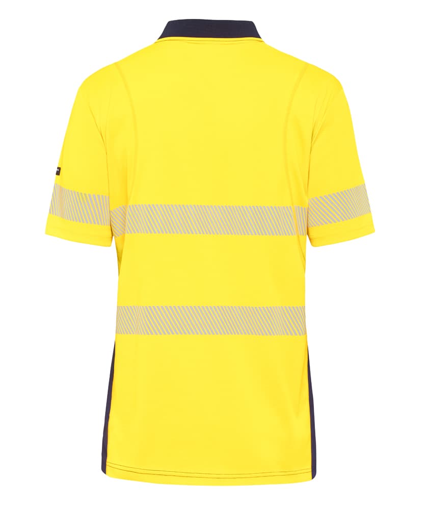 KingGee Mens Workcool Hyperfreeze Spliced Polo Short Sleeve Taped (Yellow/Navy)_1