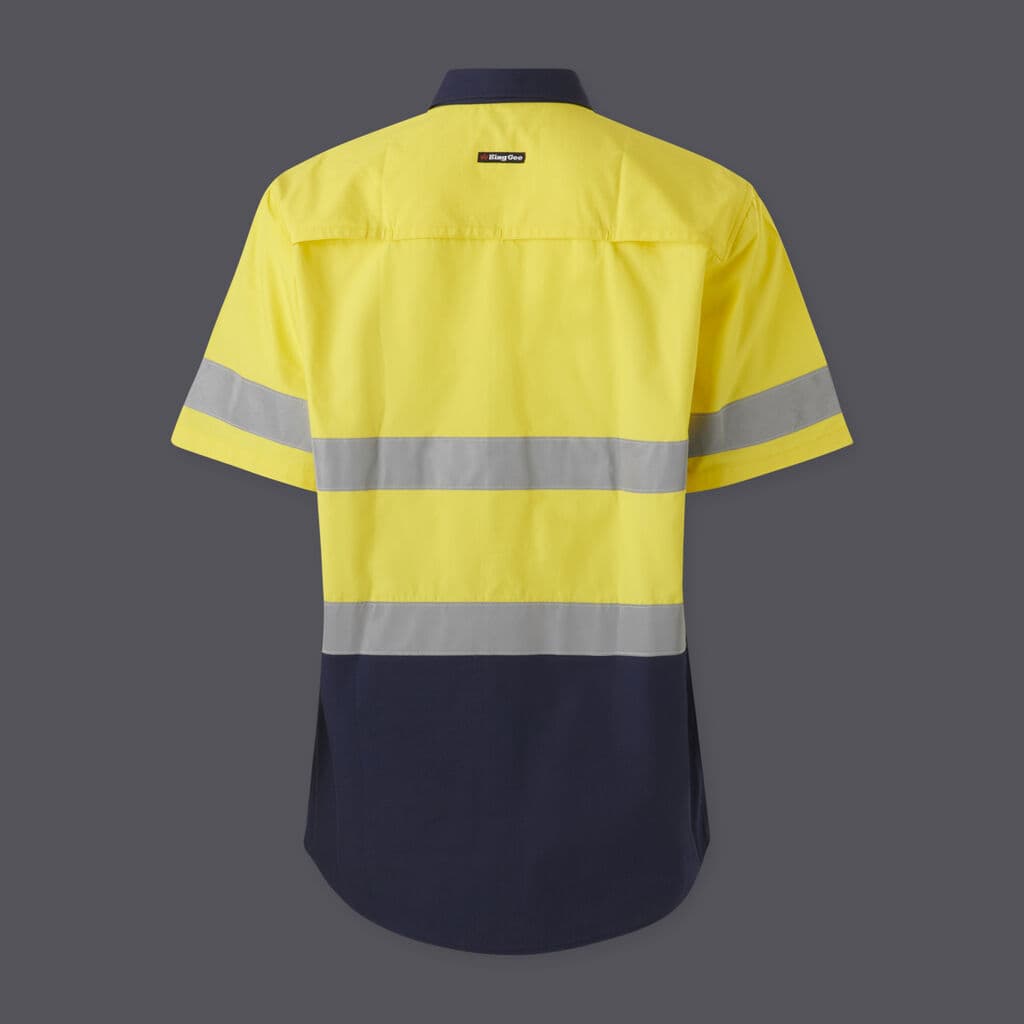 KingGee Mens Workcool Vented Spliced Shirt Taped Short Sleeve (Yellow/Navy)_2