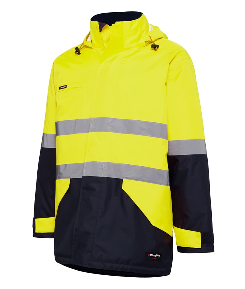 KingGee Reflective Insulated Wet Weather Jacket (Yellow/Navy)