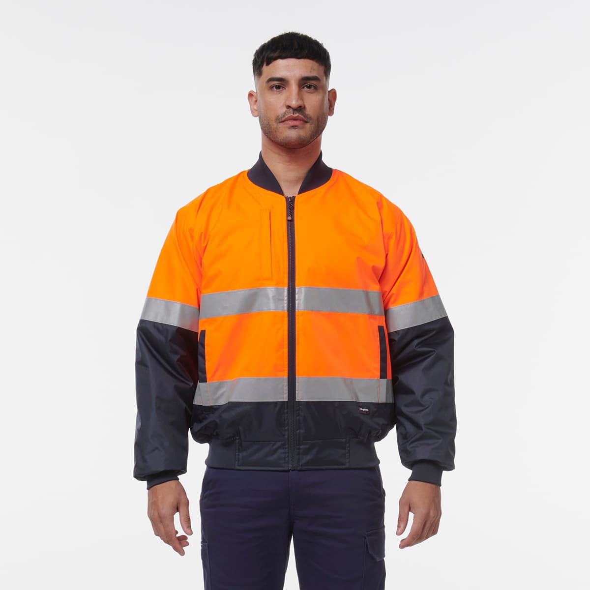 KingGee Reflective Bomber Jacket (Orange/Navy)