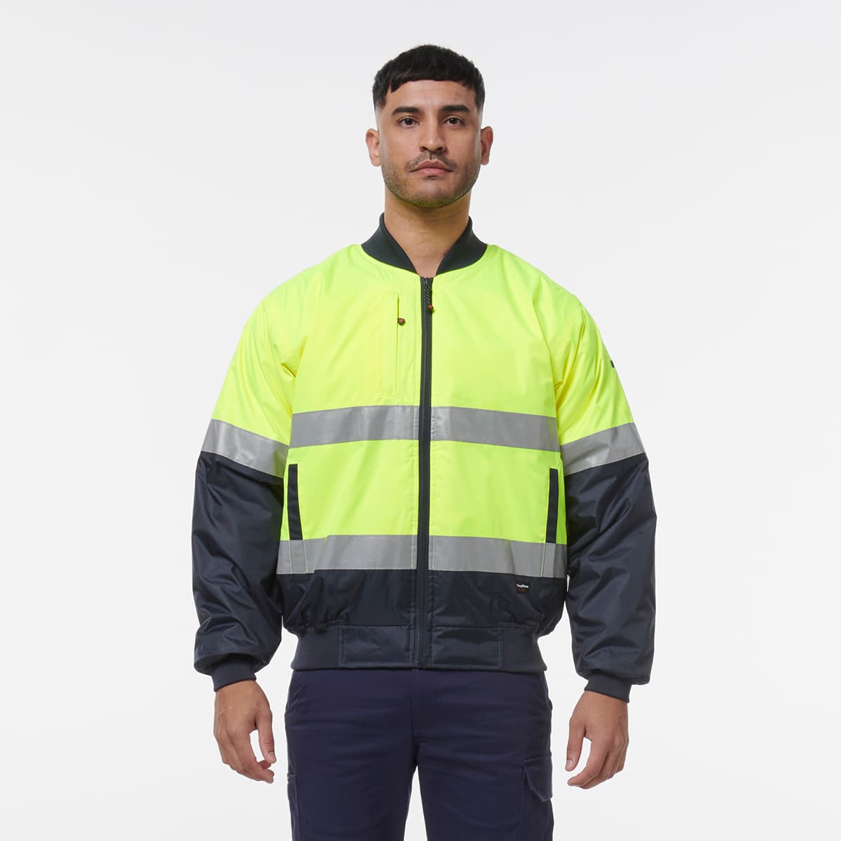 KingGee Reflective Bomber Jacket (Yellow/Navy)