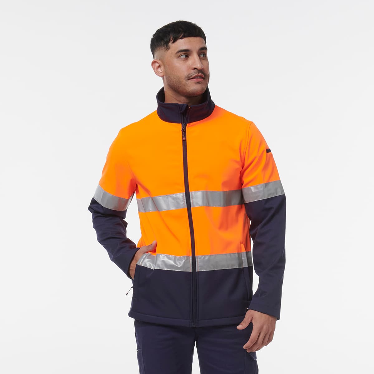 KingGee Reflective Softshell Jacket (Orange/Navy)_1