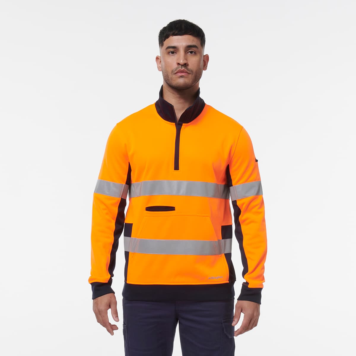 KingGee Reflective 1/4 Zip Fleece (Orange/Navy)