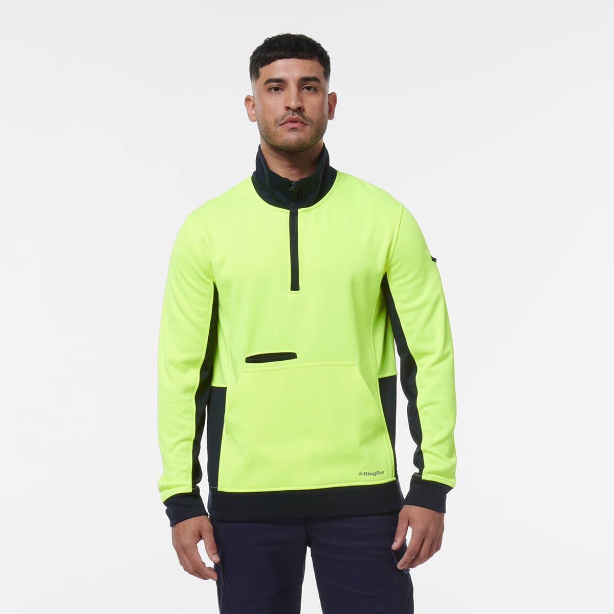 KingGee Hi Vis 1/4 Zip Fleece (Yellow/Navy)_4