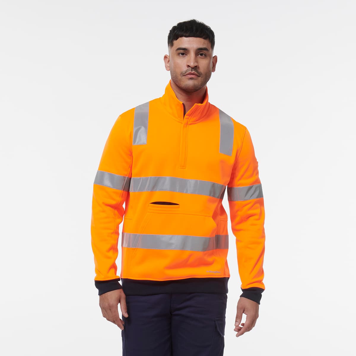 KingGee Reflective 1/4 Zip Fleece X Back (Orange)_1