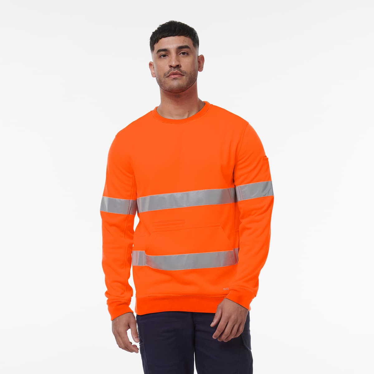 KingGee Reflective Crew Neck Fleece (Orange)_2