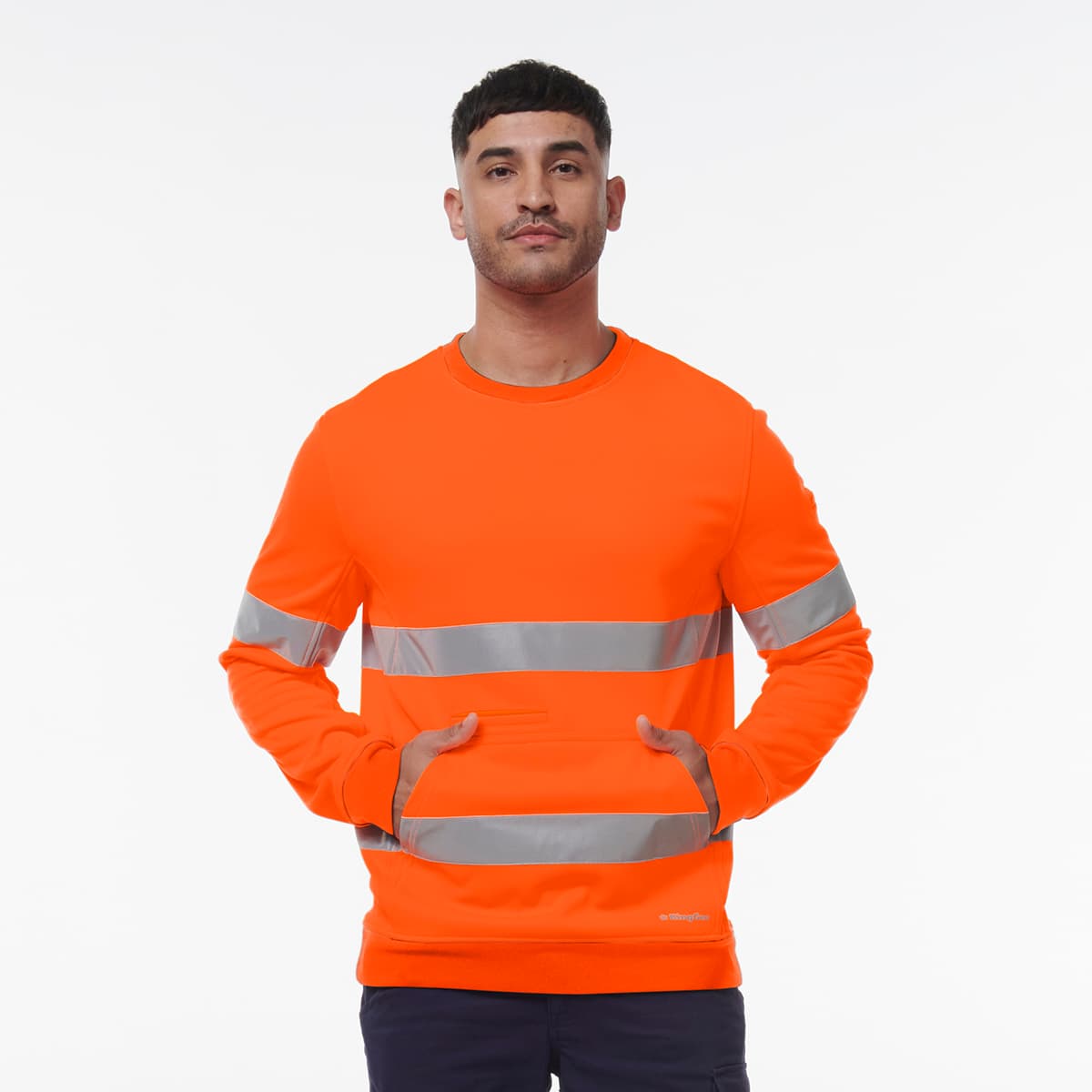 KingGee Reflective Crew Neck Fleece (Orange)_3