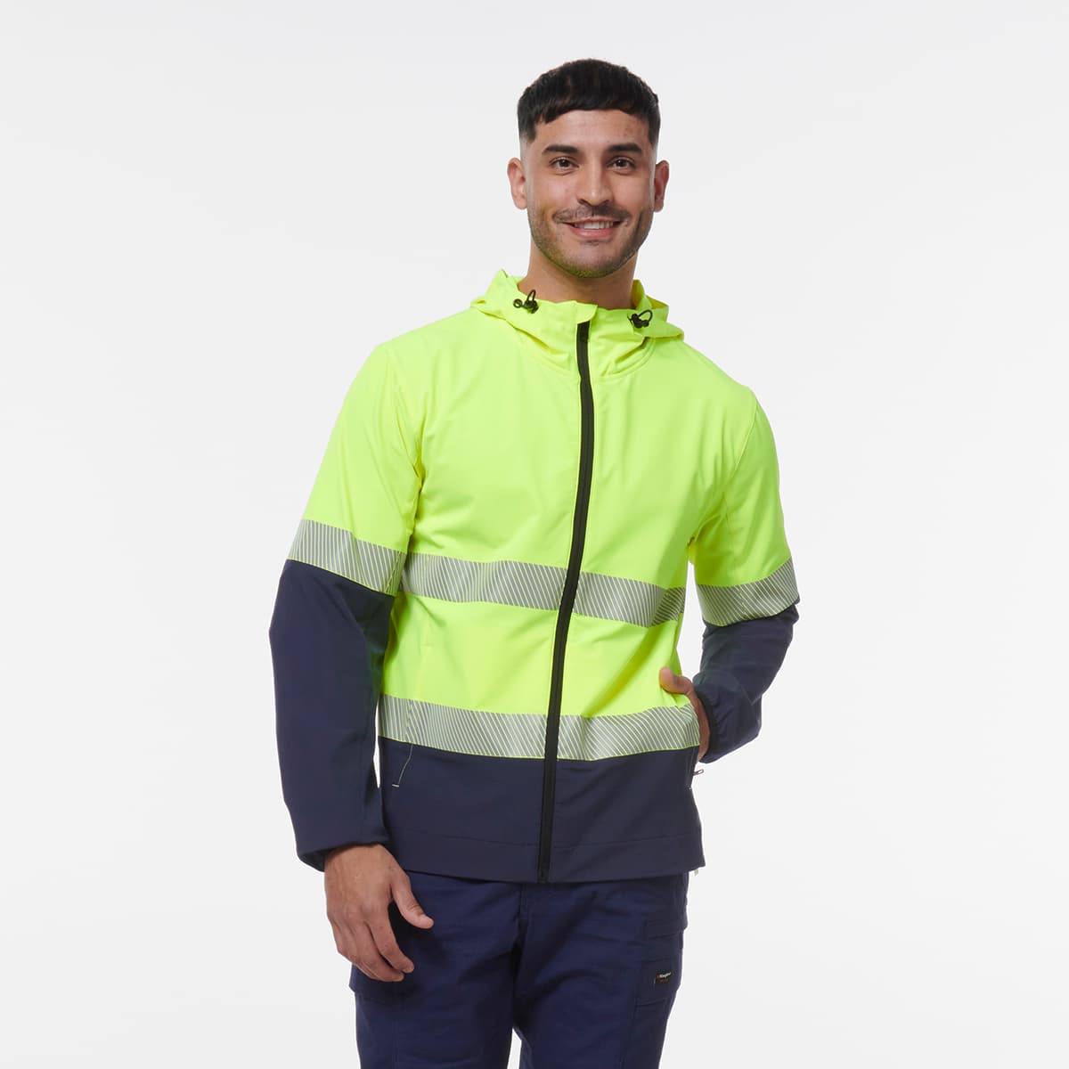 KingGee Reflective Repel Jacket (Yellow/Navy)_1