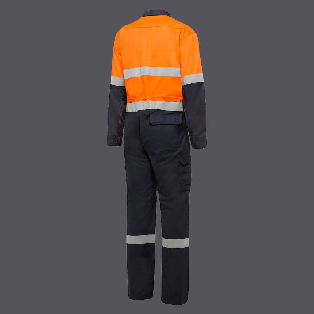 KingGee Shieldtec FR Hi Vis Two Tone Coverall With FR Tape (Orange/Navy)_1