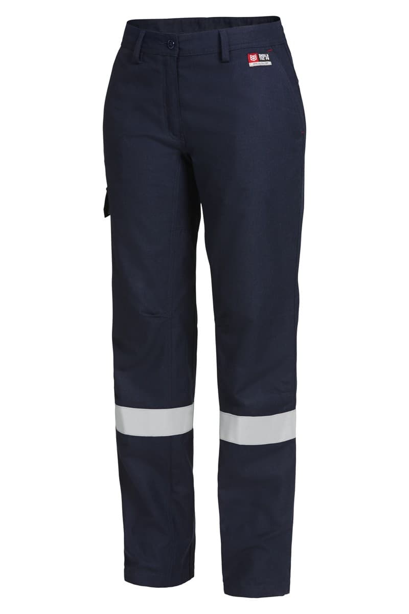 KingGee Womens Shieldtec FR Flat Front Cargo Pant With FR Tape (Navy)