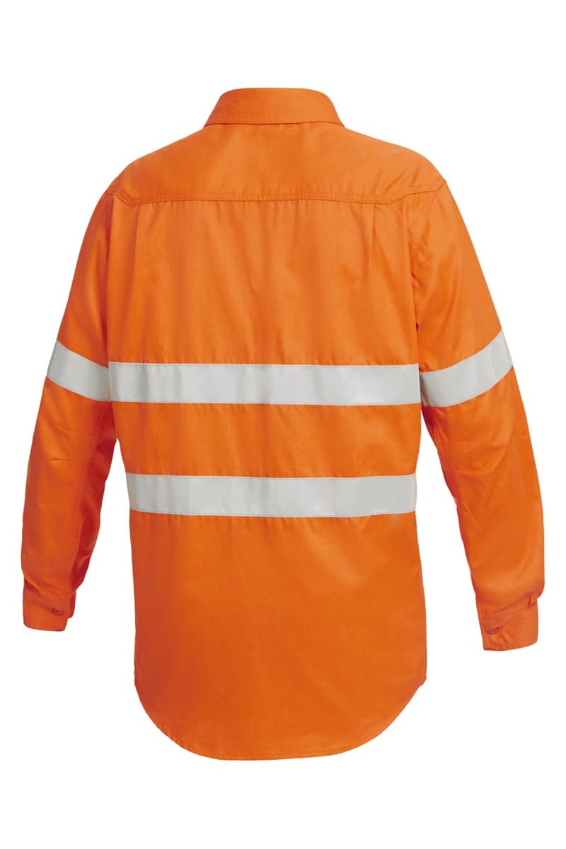 KingGee Shieldtec FR Full Hi-Visibility Closed Front Long Sleeve Shirt With FR Tape (Safety Orange)_1