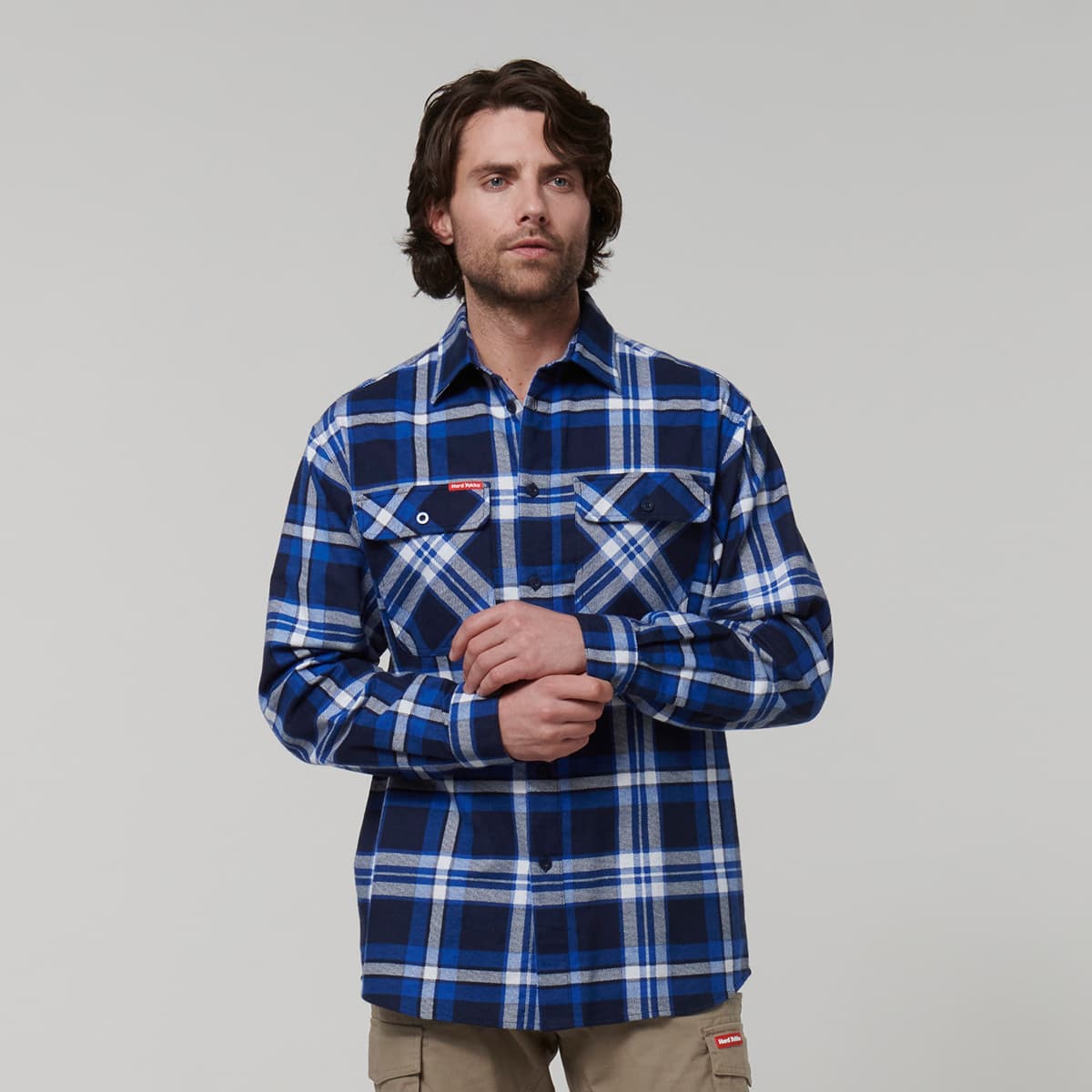 Hard Yakka Core Mens Long Sleeve Check Flannel (Blue Check)_1