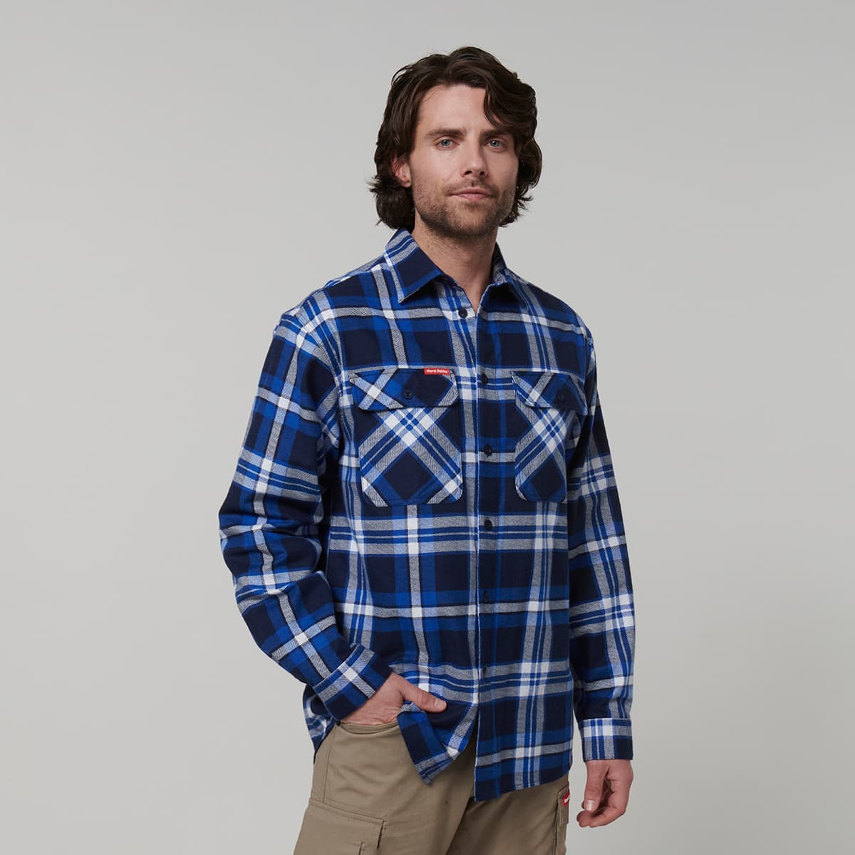 Hard Yakka Core Mens Long Sleeve Check Flannel (Blue Check)_4