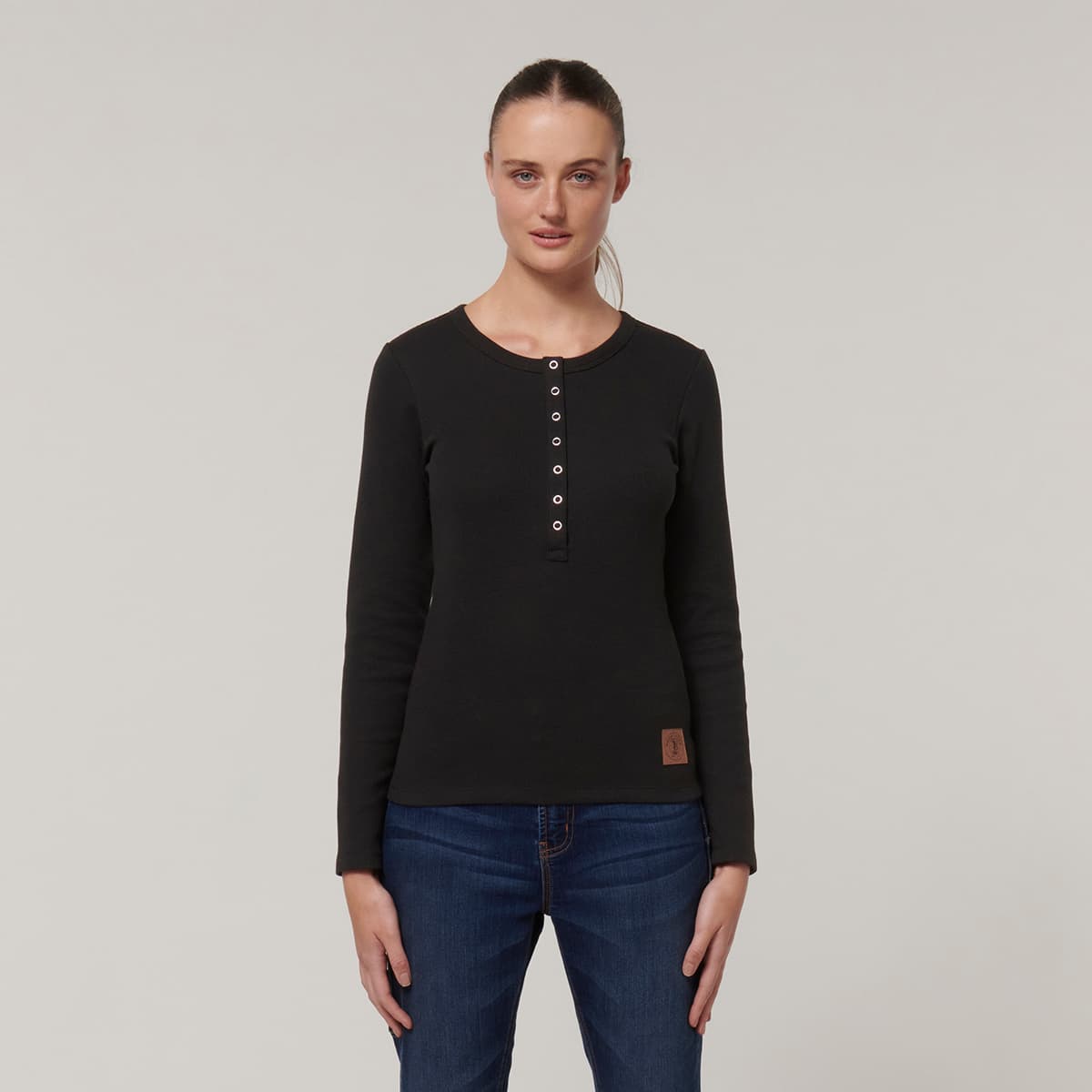 Hard Yakka Womens Henley (Black)_2