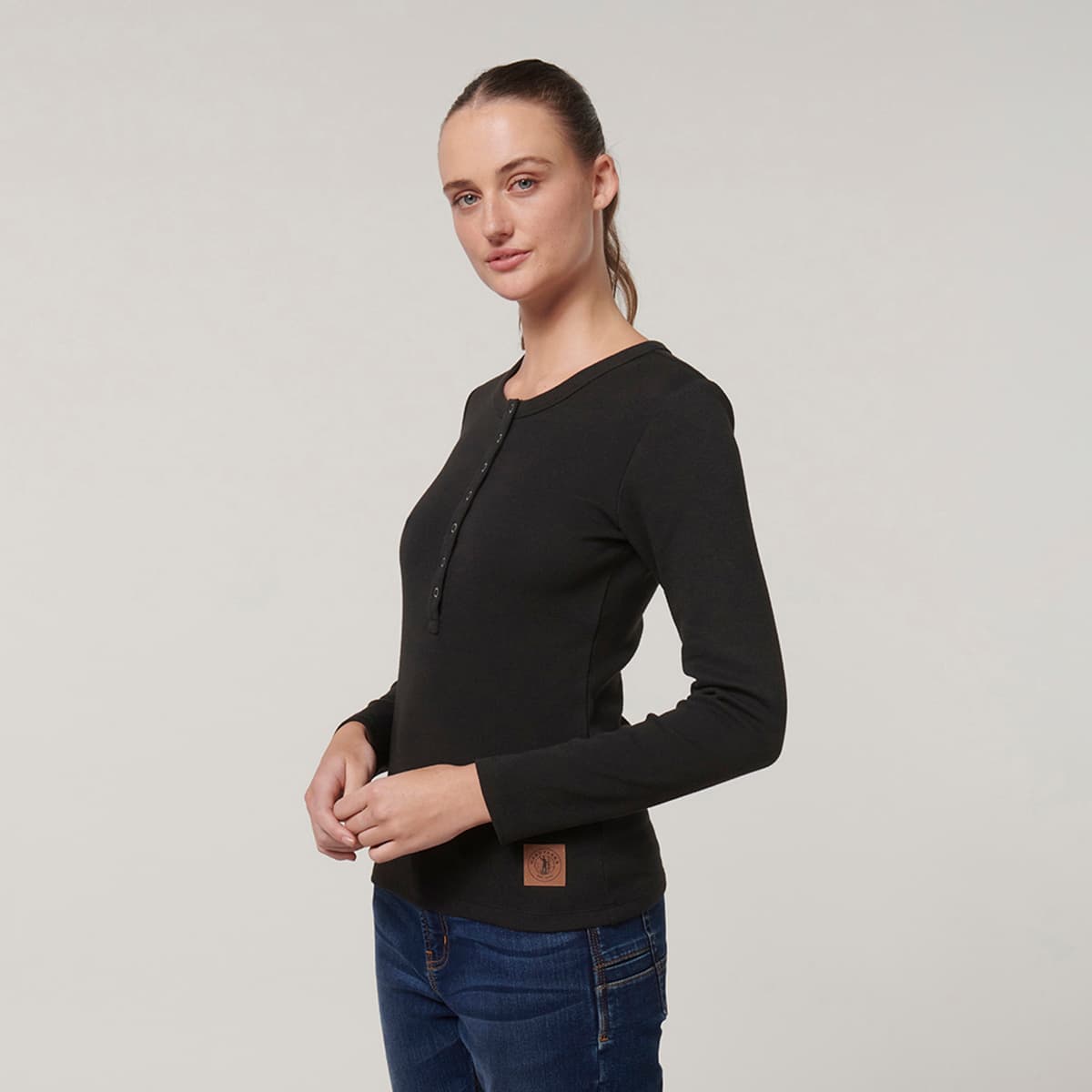 Hard Yakka Womens Henley (Black)_3