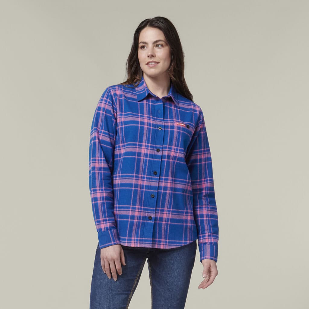 Hard Yakka Womens Check Flannie (Electric Blue)