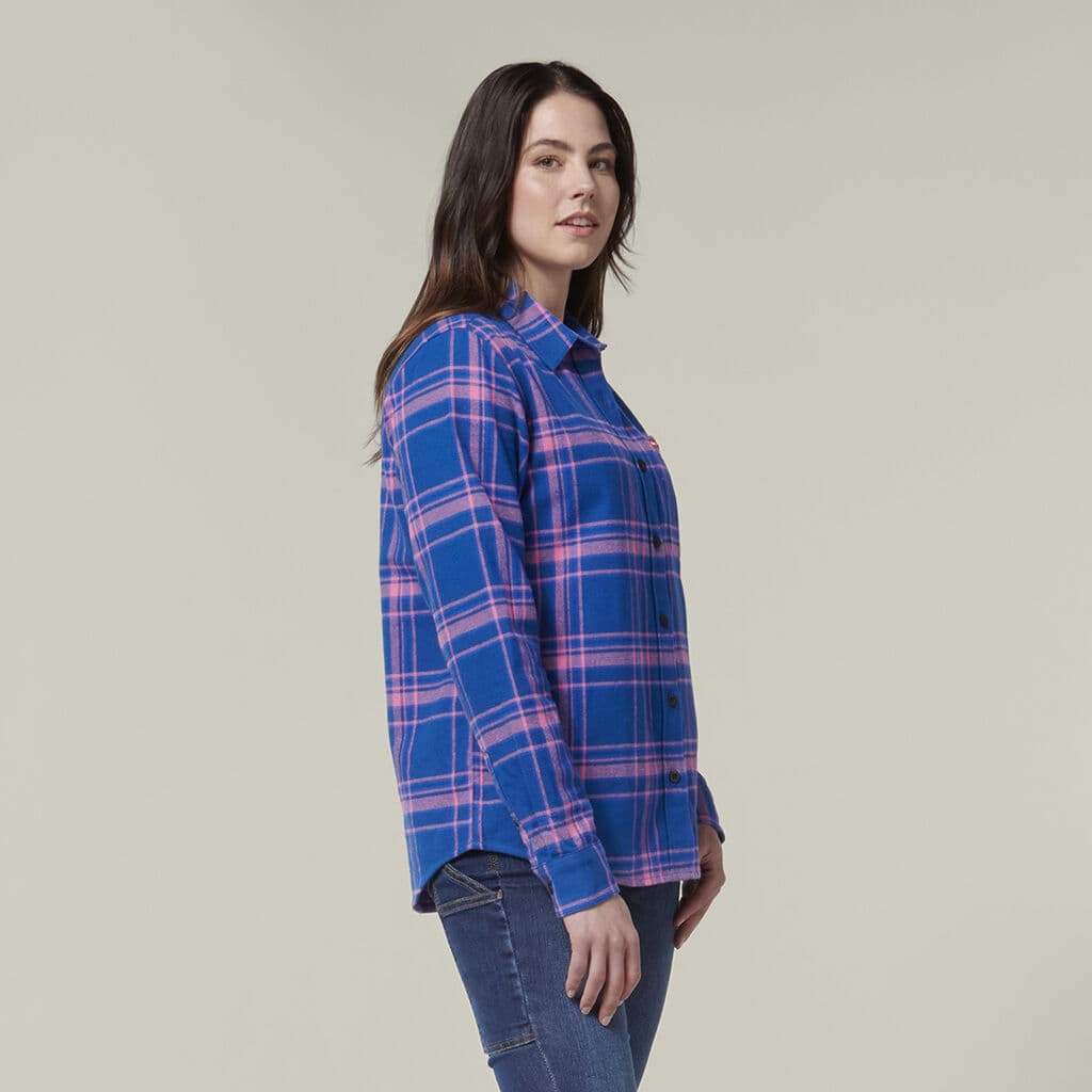 Hard Yakka Womens Check Flannie (Electric Blue)_1