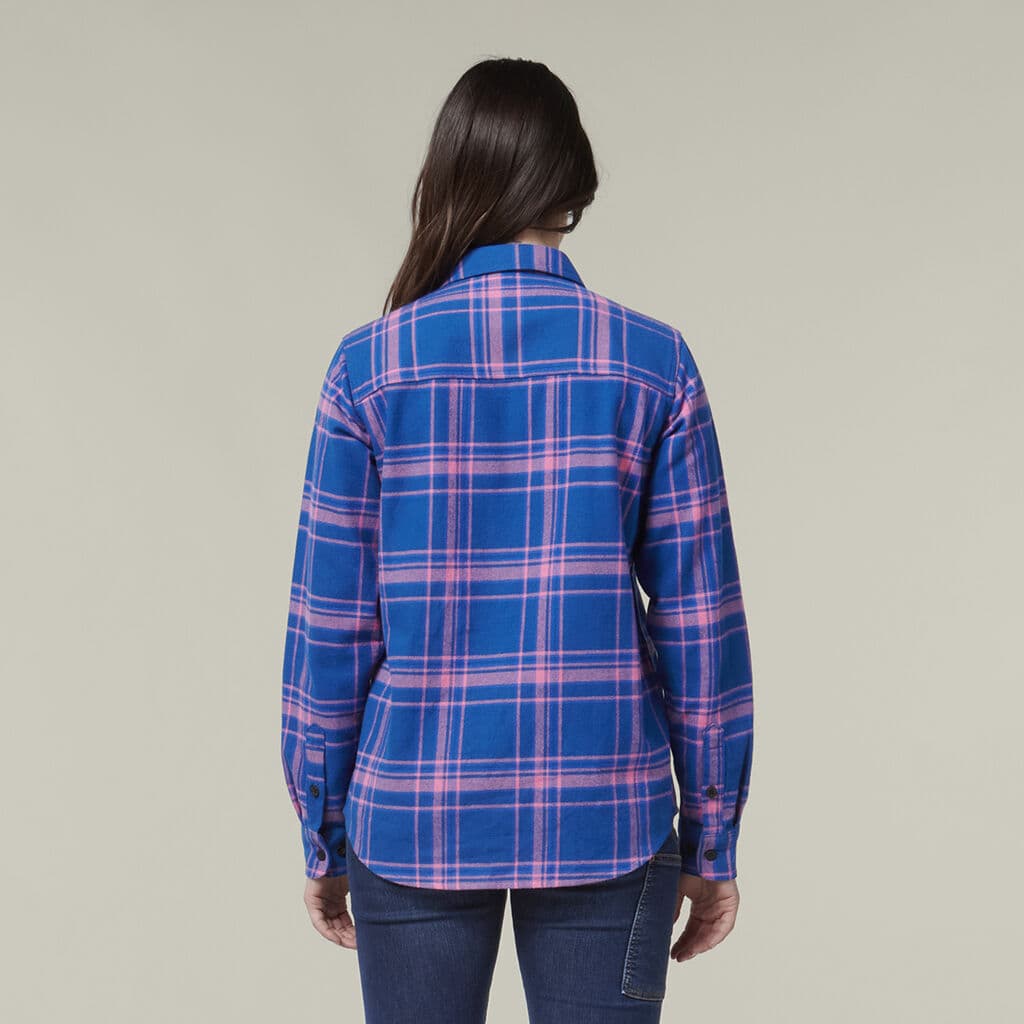 Hard Yakka Womens Check Flannie (Electric Blue)_2