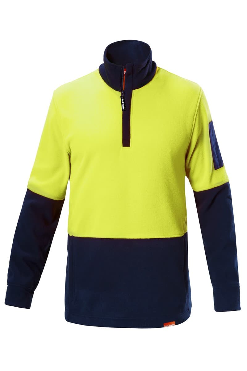 Hard Yakka Hi Vis 2Tone 1/4 Zip Brushed Fleece Jumper (Yellow/Navy)