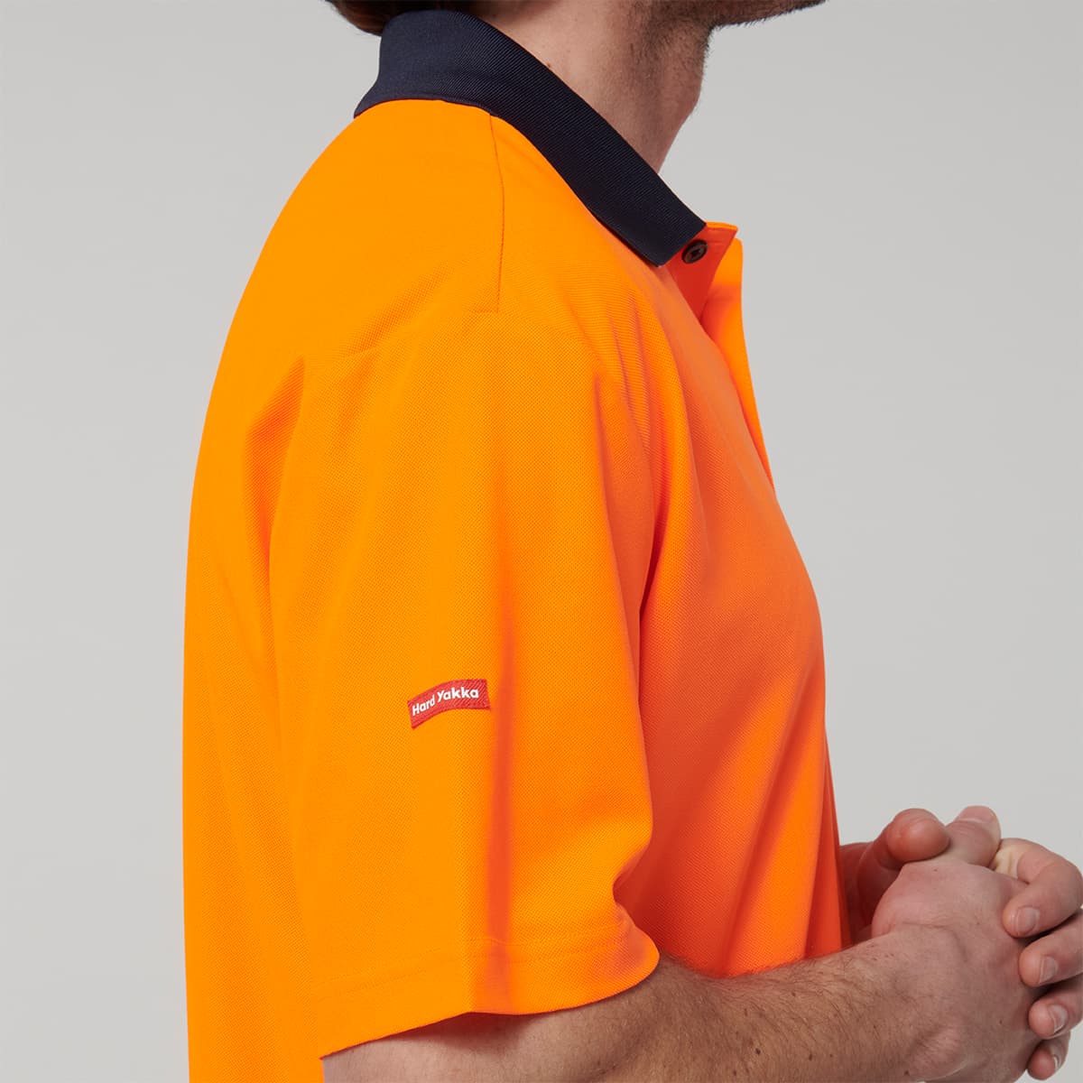 Hard Yakka Mens Short Sleeve Hi Vis Polo (Orange/Navy)_4